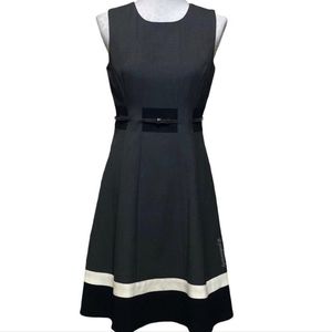 CALVIN KLEIN Gray Ivory A-LINE OFFICE DRESS